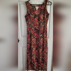 Judys Vintage All Over Floral Print Maxi Kimono Style Open Front Dress, Size 7